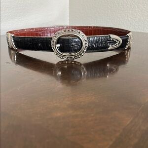 Brighton Black / brown reversible Leather Belt with Embellishments